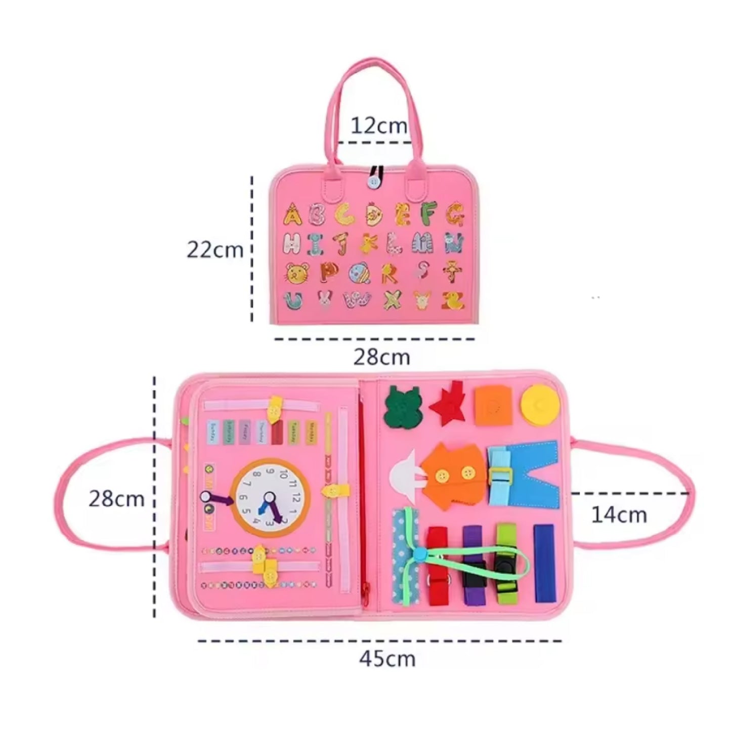 Compact activiteitenboek met handvatten – makkelijk mee te nemen op reis