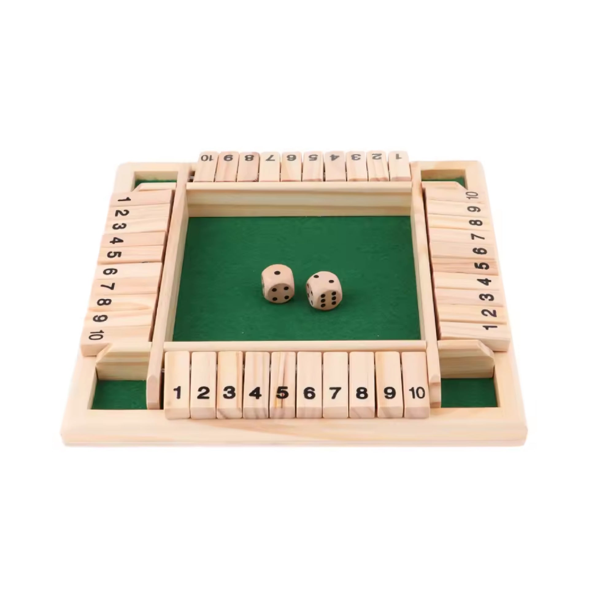 Houten Shut the Box spel met 2 dobbelstenen – klassiek familiespel