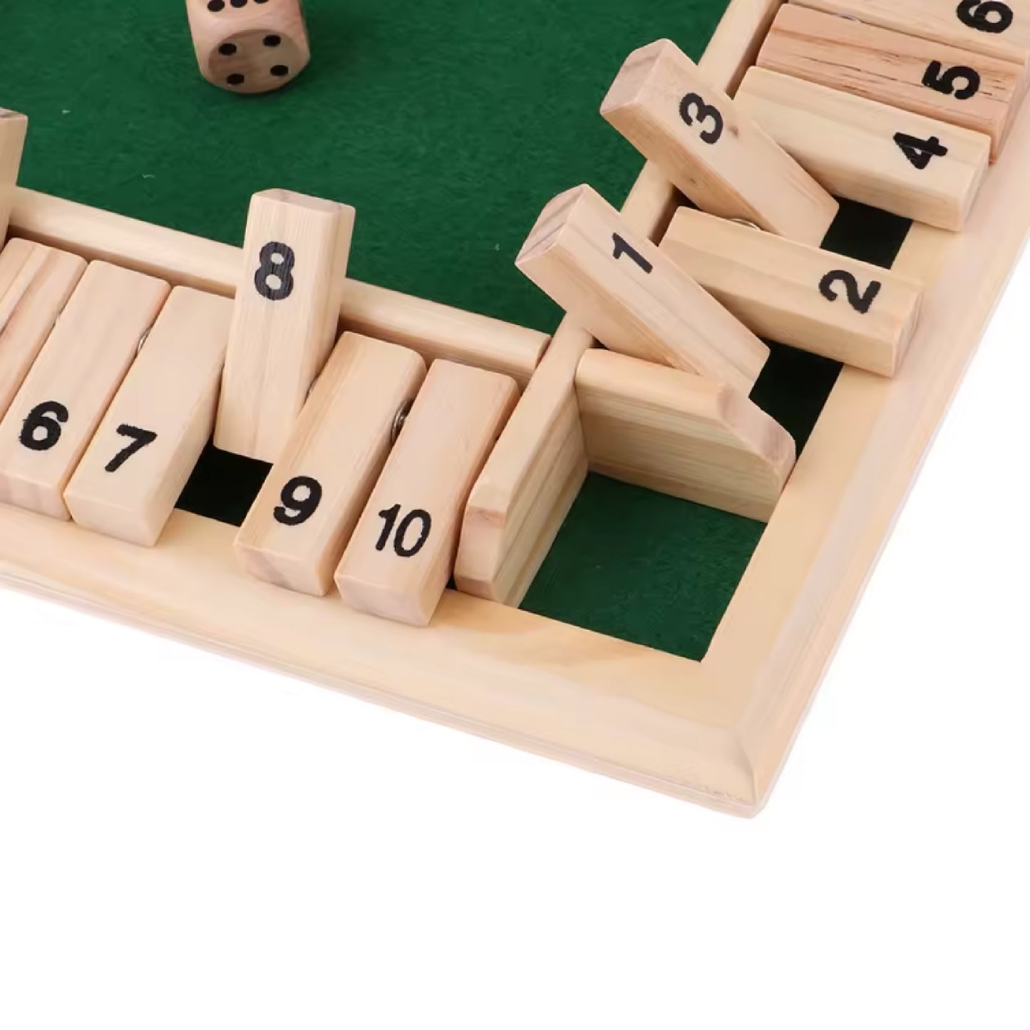Massief houten Shut the Box spel – duurzaam afgewerkt met gladde randen en vilt ondergrond