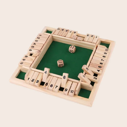 Houten Shut the Box dobbelspel voor gezin en kinderen – educatief familiespel van Nulplus